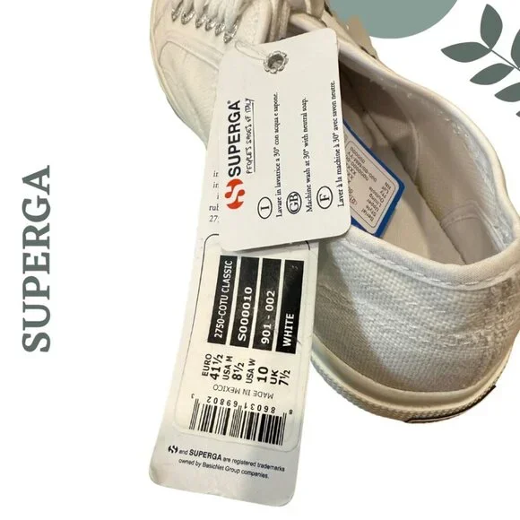 Superga Women’s White Classic 2750 Canvas Sneakers | Timeless Style Size 10 - Picture 8 of 10